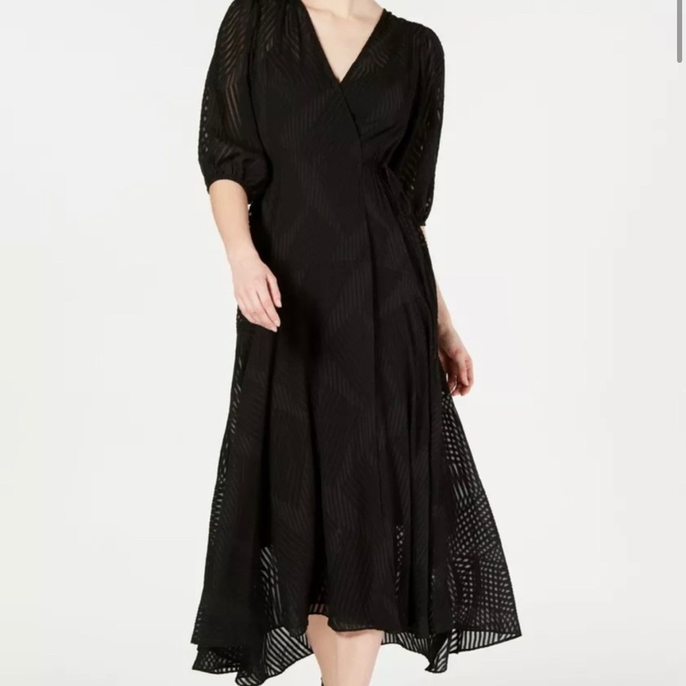 Calvin Klein Black Asymmetrical Wrap Dress